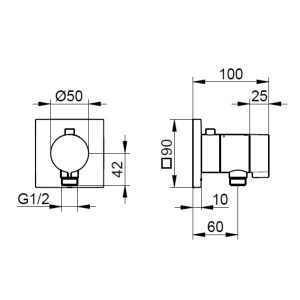 Keuco - IXMO Thermostatic Mixer with Hose Connection Square Matt Black - spec