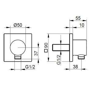 Keuco - IXMO Wall Outlet for Shower Hose DN15, with Square Rosette - spec