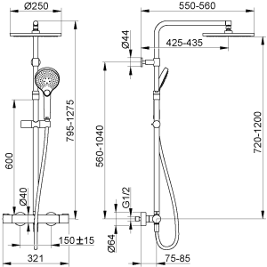 Keuco - Plan Blue Thermostatic Shower Mixer with Head Shower - spec