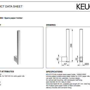 Keuco - Plan Multiple Spare Paper Holder Chrome-plated - 14963010002 - spec