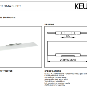 Keuco - Plan Shelf Bracket Chrome-plated - 14910010000 - spec