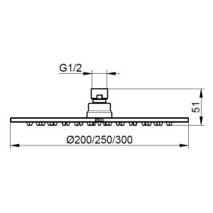 Keuco - Round Overhead Shower 200mm - spec