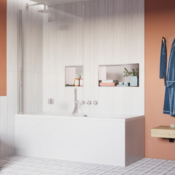 Crosswater - Asura 8mm Fully Folding Bath Screen Open in Polisehd Stainless Steel - AUSFFBSC