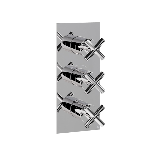 Crosswater - MPRO Crosshead 2 Outlet 3 Handle Shower Valve Portrait in Chrome - PRC2000LBPC