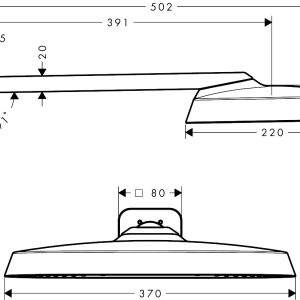 AXOR - ShowerSphere Overhead Shower 370-220 1Jet with Wall Arm - 39748000 - spec
