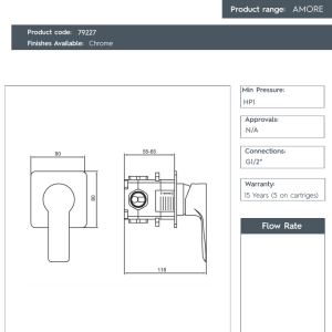 JTP-Amore Single Lever Manual Valve -79227-spec