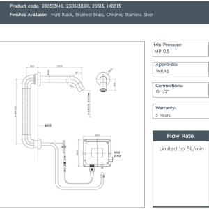 JTP- SENSOR Sensor Wall Spout in Stainless Steel - IX0513-spec
