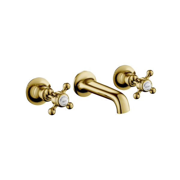 JTP - GROSVENOR 3-Hole Wall Mounted Basin Mixer in Gold - 76089AG