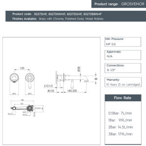 JTP- Single lever wall mounted basin mixer -85273MP-spec