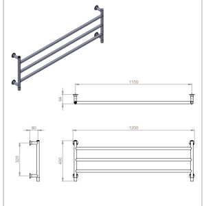 Vogue - Vivid Integral Triple Bar Towel Radiator-IVCN021 BR040012CP-spec