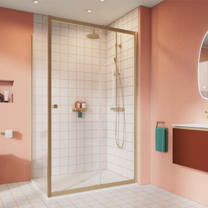 Crosswater - Clear 6 Single Sliding Shower Enclosure in Brushed Brass