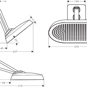 Axor - ShowerSphere Overhead Shower 370-220 2Jet with Wall Arm - 39745000 - spec