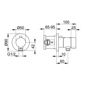 Keuco - IXMO Thermostatic Mixer Set with Hose Connection Round Chrome - spec