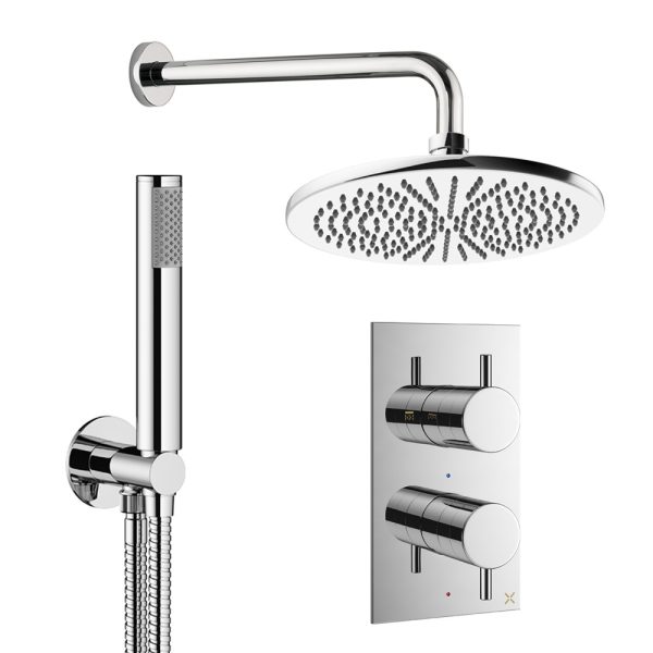 Crosswater - Design Shower Set 3 with 300mm Wall Mounted Overhead Handset - DESET3C300