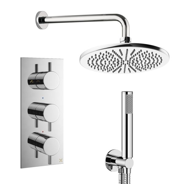 Crosswater - Design Shower Set 7 with 300mm Wall Mounted Overhead & Handset -DESET7C300