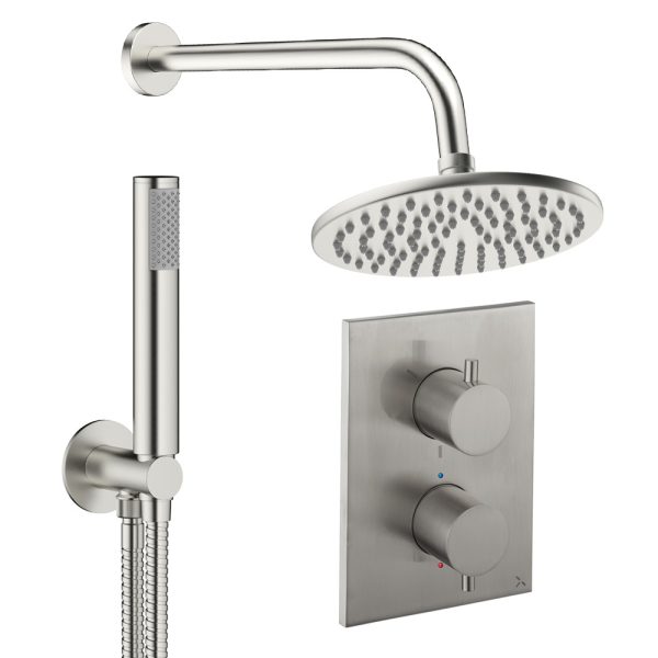 Crosswater - Crossbox Shower Set 3 with 300mm Wall Mounted Overhead & Handset - CBSET3L300