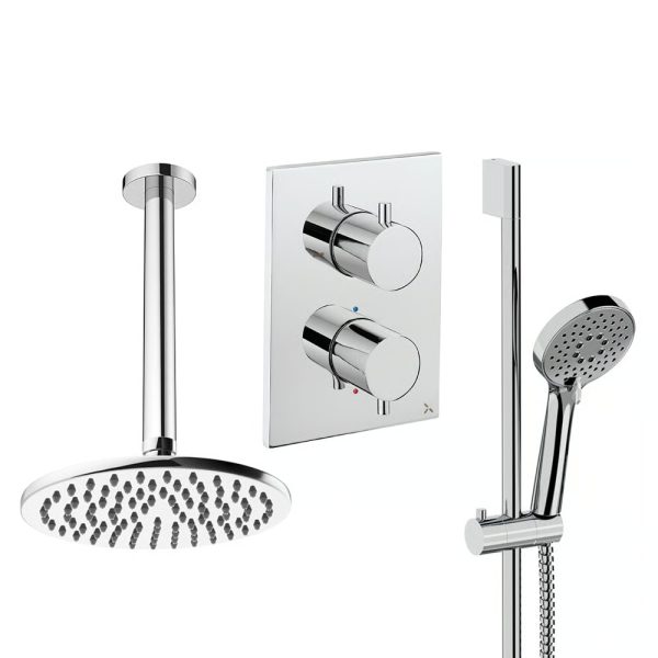 Crosswater - Crossbox Shower Set 4 with 200mm Ceiling Mounted Overhead & Riser Rail - cbset4c200cl