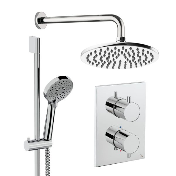 Crosswater - Crossbox Shower Set 4 with 200mm Wall Mounted Overhead & Riser Rail - CBSET4C200