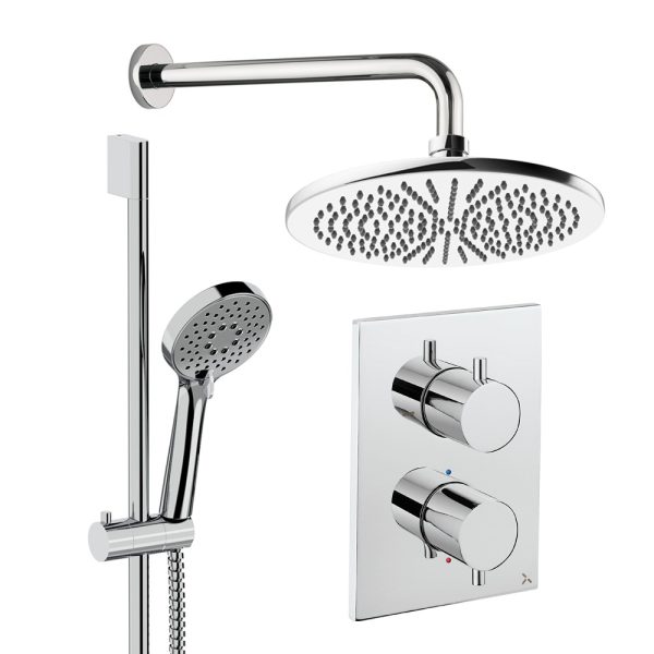 Crosswater - Crossbox Shower Set 4 with 300mm Wall Mounted Overhead & Riser Rail - CBSET4C300