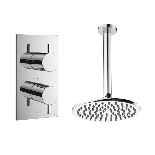 Crosswater - Design Fixed Head Shower Set 1 with 200mm Ceiling Mounted Overhead & 1 Outlet Valve - DESET1C200CL