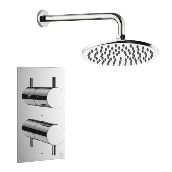 Crosswater - Design Fixed Head Shower Set 1 with 200mm Wall Mounted Overhead & 1 Outlet Valve - DESET1C200