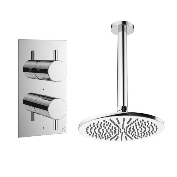 Crosswater - Design Fixed Head Shower Set 1 with 300mm Ceiling Mounted Overhead & 1 Outlet Valve - DESET1C300CL