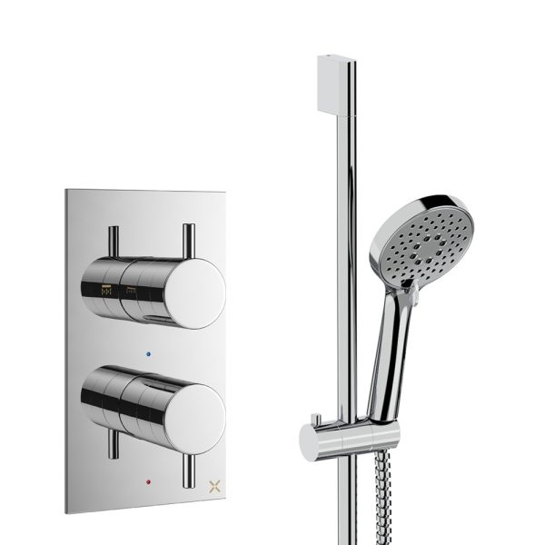 Crosswater - Design Shower Handset Set 2 with Riser Rail & 1 Outlet Valve - DESET2C