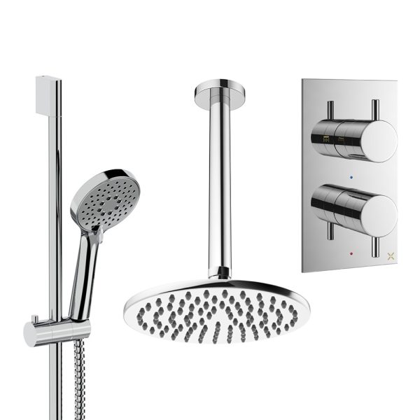 Crosswater - Design Shower Set 4 with 200mm Ceiling Mounted Overhead & Handset - DESET4C200CL