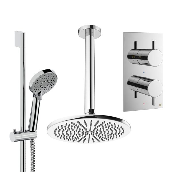 Crosswater - Design Shower Set 4 with 300mm Ceiling Mounted Overhead & Handset - DESET4C300CL