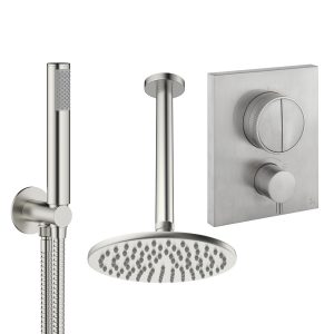 Crosswater - Crossbox Push Shower Set 1 with 200mm Ceiling Mounted Overhead & Handset