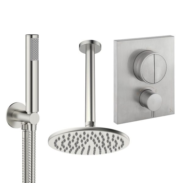 Crosswater Crossbox Shower Set 1 with 200mm Ceiling Mounted Overhead Handshower PUSHSET1L200CL