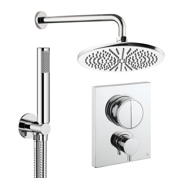 Crosswater Crossbox Shower Set 1 with 300mm Wall Mounted Overhead Handshower PUSHSET1C300