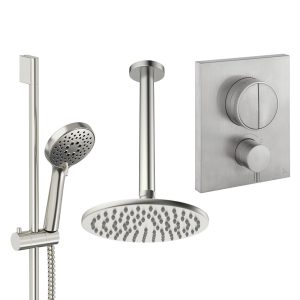Crosswater - Crossbox Push Shower Set 2 with 200mm Ceiling Mounted Overhead & Riser Rail