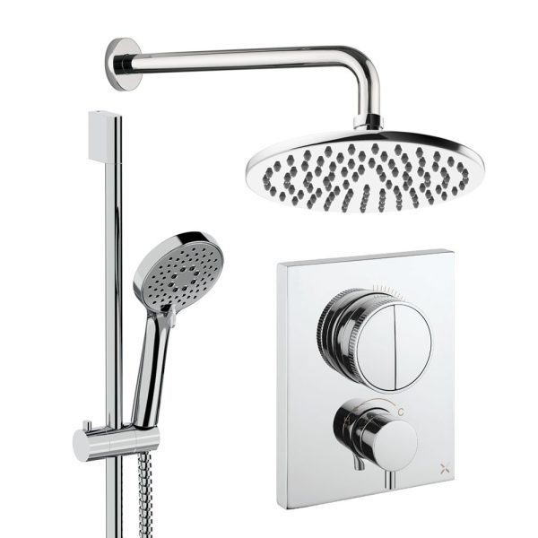 Crosswater - Crossbox Shower Set 2 with 200mm Wall Mounted Overhead & Riser Rail - PUSHSET2C200