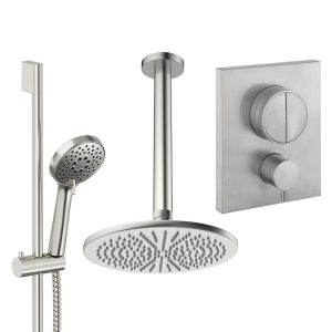 Crosswater - Crossbox Push Shower Set 2 with 300mm Ceiling Mounted Overhead & Riser Rail