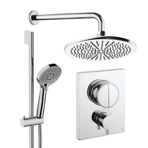 Crosswater - Crossbox Push Shower Set 2 with 300mm Wall Mounted Overhead & Riser Rail