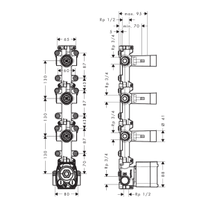 Axor - One Thermostatic Module 3 Outlets Basic Set - 48710180 - spec
