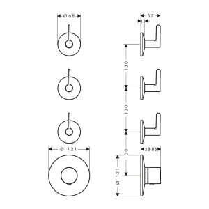 Axor - One Thermostatic Valve Module for 3 Outlets (Trim Set Only) - 48723001 - spec