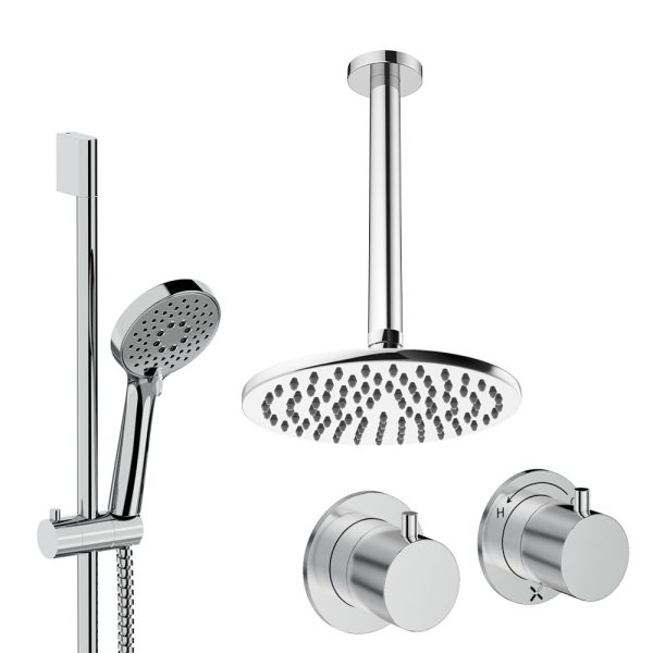 Crosswater - Module Shower Set 2 with 200mm Ceiling Mounted Overhead & Riser Rail - MODSET2C200CL