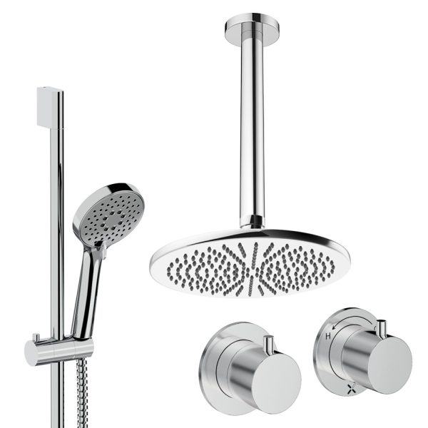 Crosswater - Module Shower Set 2 with 300mm Ceiling Mounted Overhead & Riser Rail - MODSET2C300CL