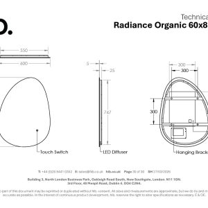 hib - Radiance Organic 800(H) x 600(W) Mirror - RAMOR6080 - spec
