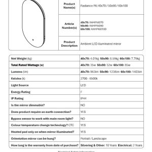 hib - Radiance Pill Mirror - spec