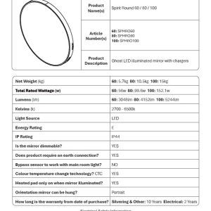 hib - Spirit Round Mirror - spec